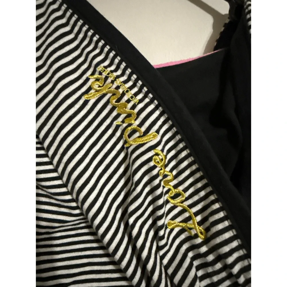 Victorias Secret PINK Striped Hooded Top Black White V-Neck Empire Waist Small - Picture 7 of 7